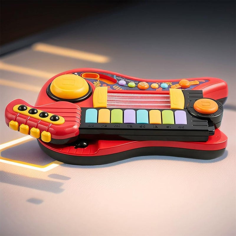 Kids Guitar,2 in 1 Musical Instruments,2-in-1 Electric Guitars & Piano for Toddlers,Adjustable Educational Toy,Light Up Music Toys for 3 4 5 Year Old Boys Girls Gifts - Image 3